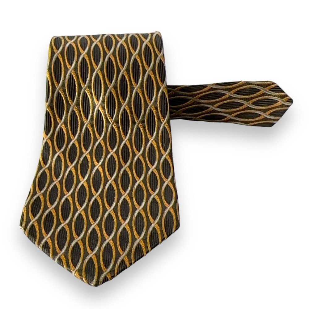 Robert Talbott Mens Silk Tie 57 x‎ 4 Black Gold Wide Best of Class Power Tie BOC